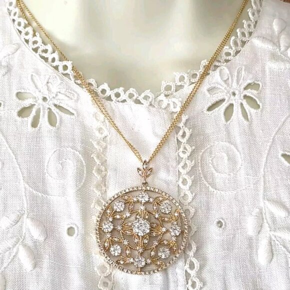 14K Yellow Gold White & Blue Diamond Ring - Size 6.5 - Etsy 14k Gold &  1.5TCW Diamond Effy Pendant Necklace Large Medallion